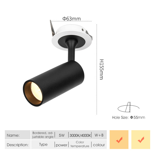 SCON LED Downlight 220V Creative adjustable angle Recessed in Ceiling Downlight Light Recessed Downlight Warm white Lamp 2W 5W