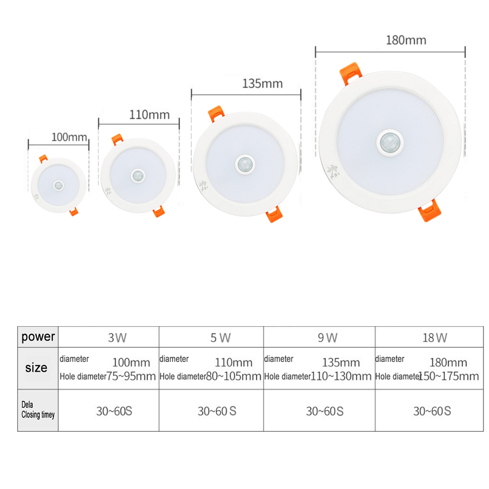LED Recessed Downlight PIR Motion Sensor LED Ceiling Lamp Downlight Light 3W 5W 9W 18W 220V Smart Spot Led Downlight