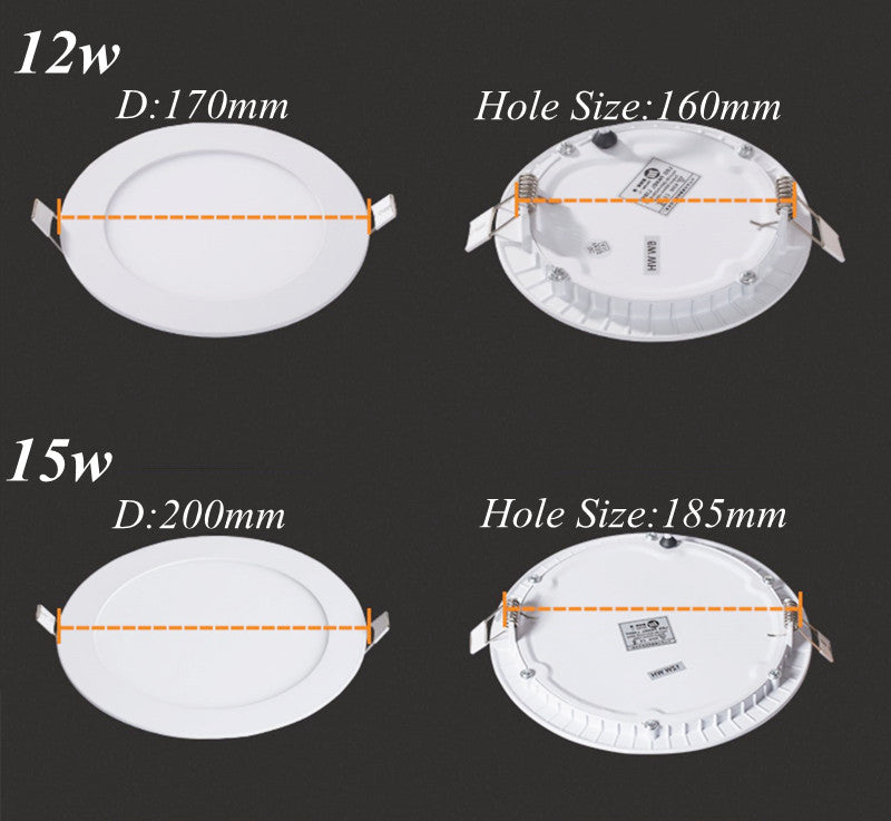 Dimmable Ultra Thin Led Downlight LED Panel Light Recessed Kitchen Lamp AC 220V 15W 18W Round Ceiling For Room Hote Bedroom