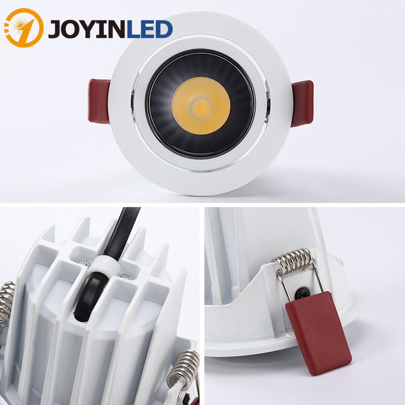 Dimmable Round Angle Adjustable Anti Glare Recessed LED Downlight 7W 12W 15W 20W 85-265V COB Ceiling Living Room Indoor Lighting