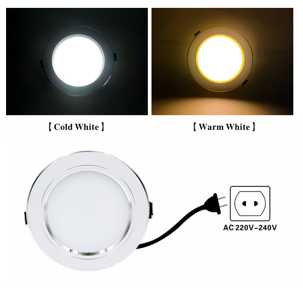 LED Downlight 220V Round LED Spot Light 5W 7W 9W 12W 15W 18W Recessed 10pcs/lot LED Ceiling Downlight Light Cold Warm White Lamp