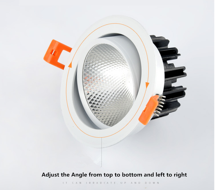 LED Angle Adjustable Recessed Downlight Dimmable 5W 7W 9W 12W 15W 18W Epistar COB Chip Ceiling Spot Lamp with 110/220V Driver