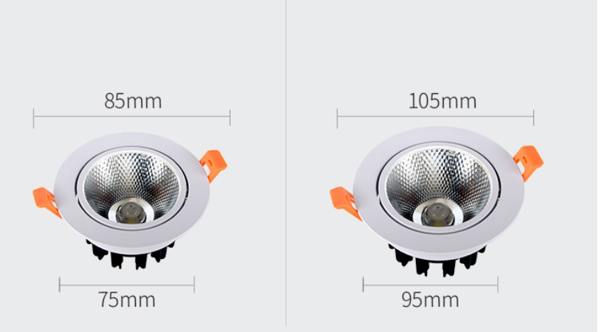 LED Angle Adjustable Recessed Downlight Dimmable 5W 7W 9W 12W 15W 18W Epistar COB Chip Ceiling Spot Lamp with 110/220V Driver