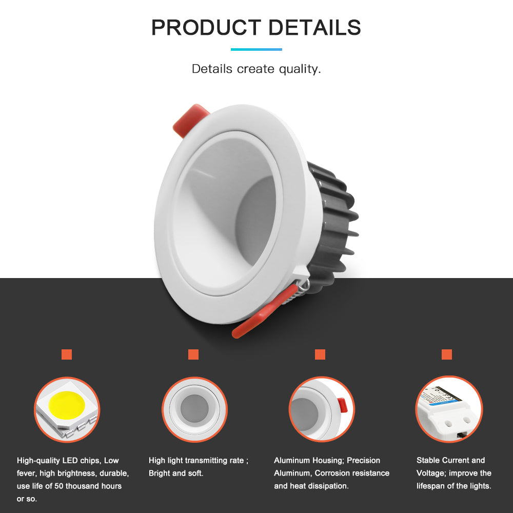 Zigbee 3.0 Smart RGB+CCT LED Downlight Pro 6W/9W/12W Waterproof Rate IP54 For Living Room Kitchen Corridor Bathroom Dinning Room