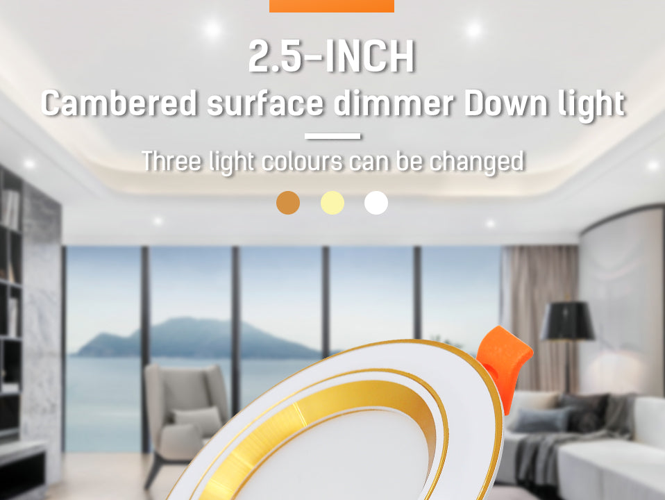 LED Downlight Ultra Thin 2.5inch Tri-color Down light Aluminum Indoor Bedroom AC220V 5W Office Lightings Lamp LED Spot Light