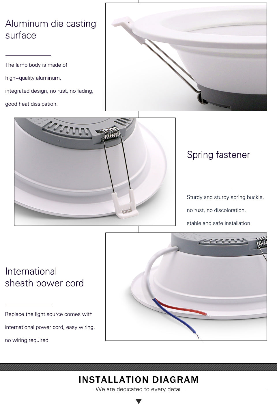 LED Downlight Ceiling Light Indoor Light Large Size 6PCS Ultra-bright Round White 5W 7W 12W 18W 220V-240V Cold White Warm White