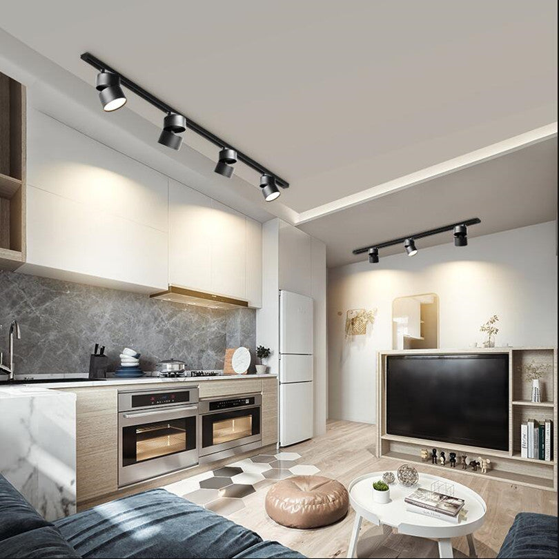 Dimmable 15W 20W LED Track Light Foldable Rotatable Surface Mounted LED Ceiling Lamp Downlight Rail Spotlight White Black Body