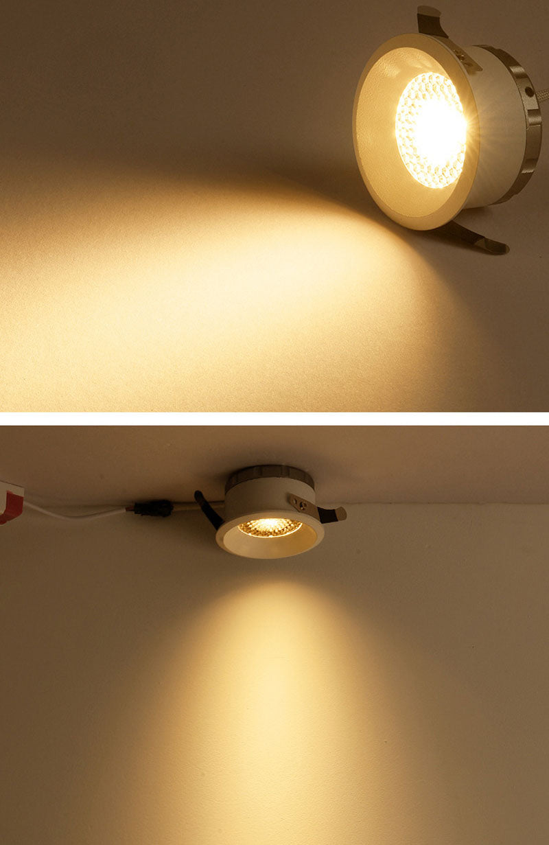 Dimmable Anti-Glare LED COB Recessed Downlight 110v 220v 5W 7W 9W 12W Round White Ceiling Spot Lights for Aisle Pic Background