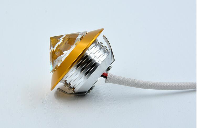 Crystal Mini LED Spot Light Cabinet Lamps AC85-265V 1W LED Recessed Ceiling LED Down Light Aluminum Indoor Light