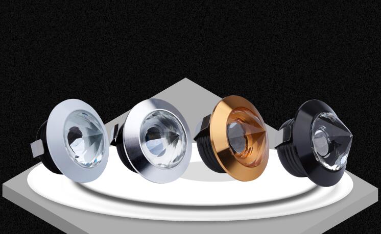 Crystal Mini LED Spot Light Cabinet Lamps AC85-265V 1W LED Recessed Ceiling LED Down Light Aluminum Indoor Light