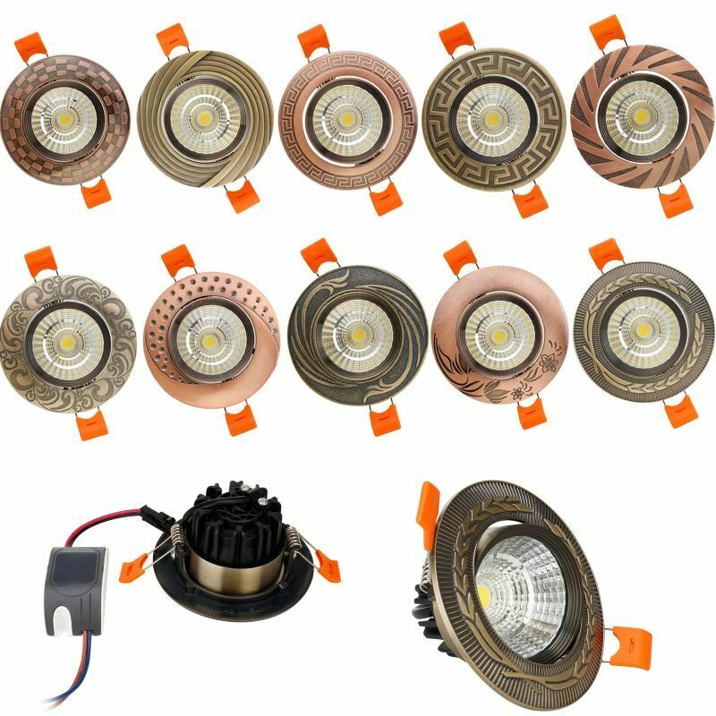 Dimmable LED Recessed 5W Antique Style Ceiling Light Fixture Downlight Lamp + Driver Spotlight Lighting For Home Office Decor