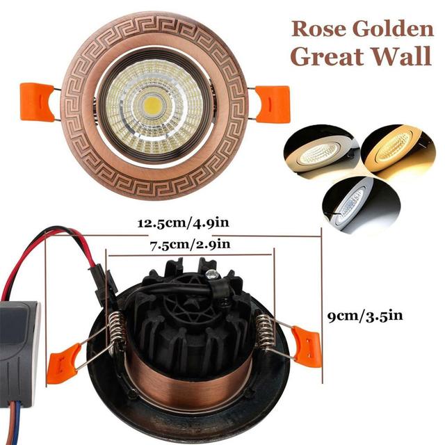 Dimmable LED Recessed 5W Antique Style Ceiling Light Fixture Downlight Lamp + Driver Spotlight Lighting For Home Office Decor
