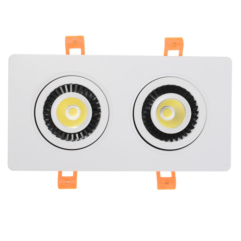 Dimmable Embedded Square Double LED Downlight 10w 14w 20w 30w White Shell Cob Ceiling Warm White AC85-265V