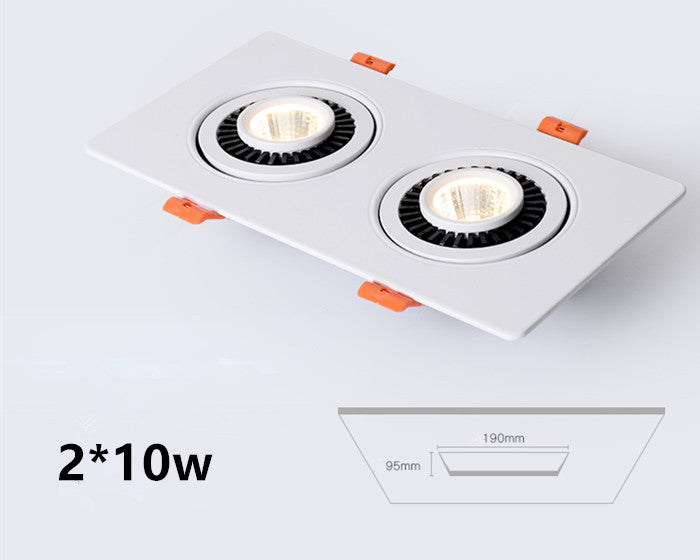 Dimmable Embedded Square Double LED Downlight 10w 14w 20w 30w White Shell Cob Ceiling Warm White AC85-265V