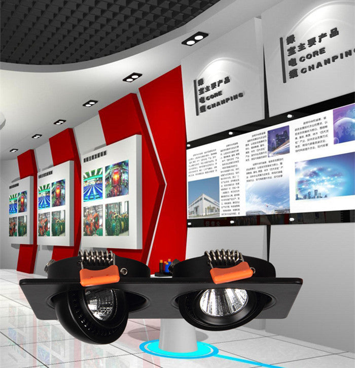 Dimmable Embedded Square Double LED Downlight 10w 14w 20w 30w White Shell Cob Ceiling Warm White AC85-265V