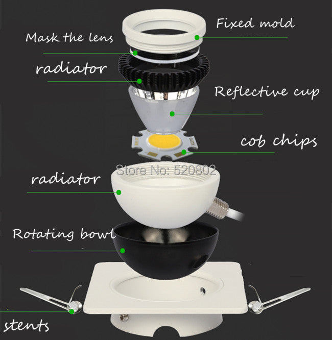 Dimmable Embedded Square Double LED Downlight 10w 14w 20w 30w White Shell Cob Ceiling Warm White AC85-265V