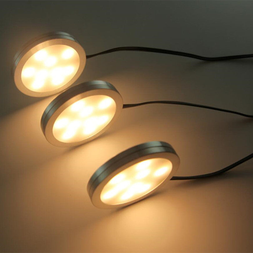 Dimmable LED Under Cabinet Lights 3x2W Downlights Spotlight With RF Remote Controller Adapter Kitchen Wardrobe Room Lighting
