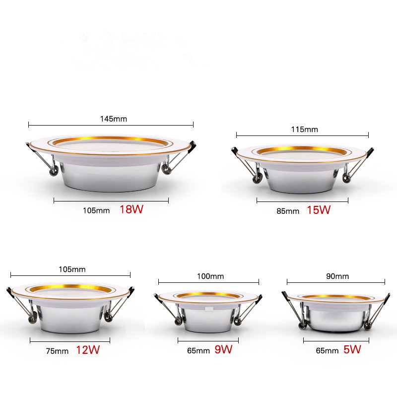 LED Downlight Ceiling 5W 9W 12W 15W 18W led Ceiling lamp Gold/Silver/White Body AC 220V 230V 240V led light