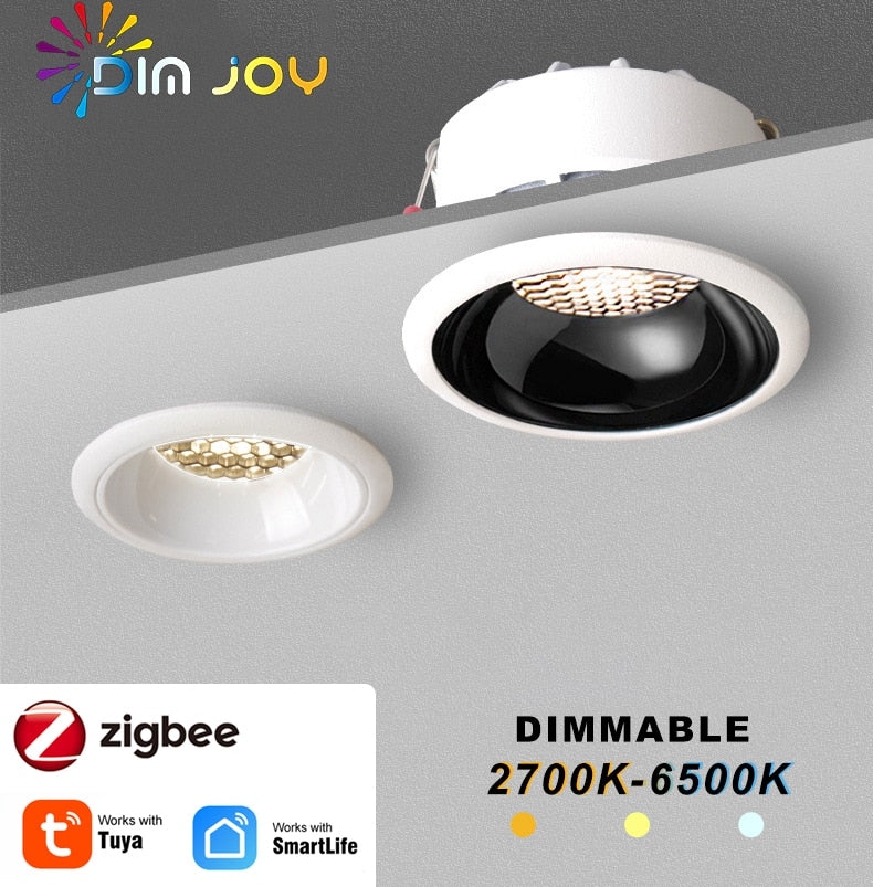 LED Smart Downlight Tuya APP Control Round Spotlight Smart Home WiFi Dimming Ceiling Indoor lights 7W/12W Zigbee Spot Lamp