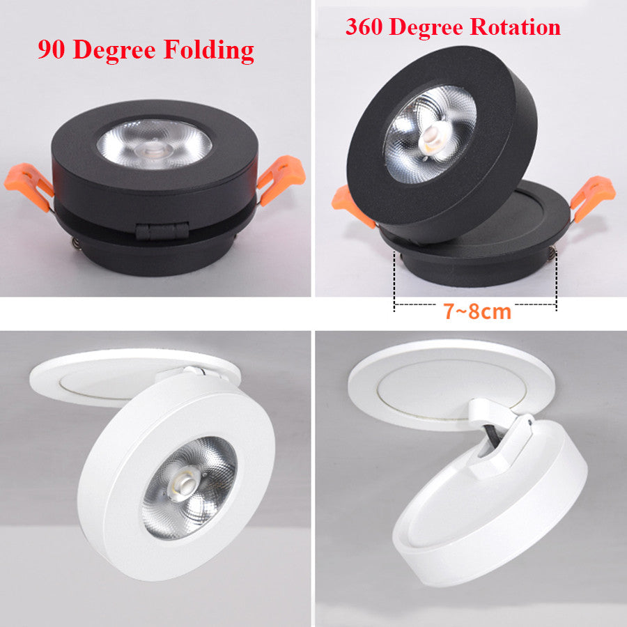 360° Rotating Recessed LED Downlight 3W 5W 7W 10W Bedroom Corridor Aisle Kitchen Ceiling Spotlight Lamp Foldable Spot Lights