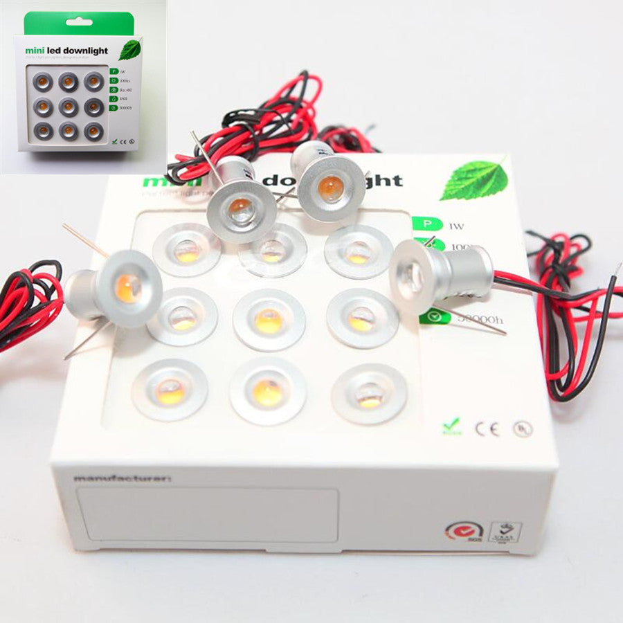 Dimmable 9pcs DC12V 1W LED MINI Downlight Bridgelux Waterproof IP65 LED Spot Light LED Cabinet Light New Design Square Round