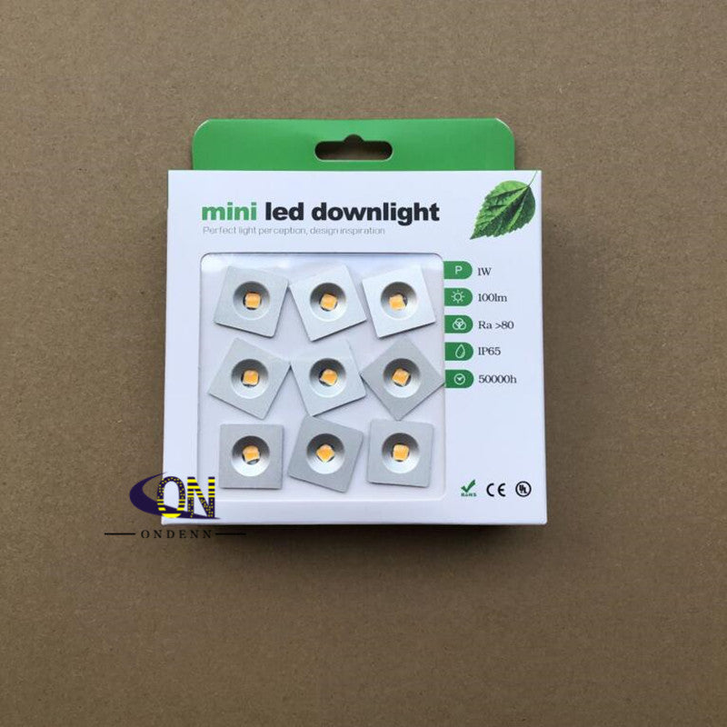 Dimmable 9pcs DC12V 1W LED MINI Downlight Bridgelux Waterproof IP65 LED Spot Light LED Cabinet Light New Design Square Round