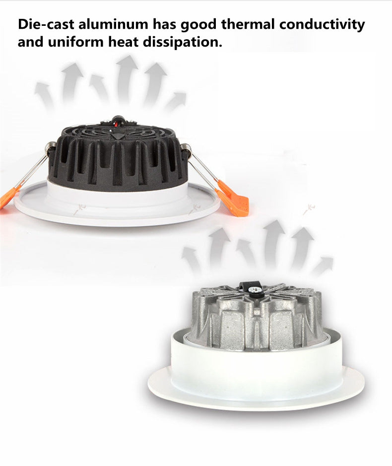 LED dimmable downlight 5w 7w 12w 18w 24w anti-fog and anti-glare COB spotlight AC110V/220V embedded ceiling light