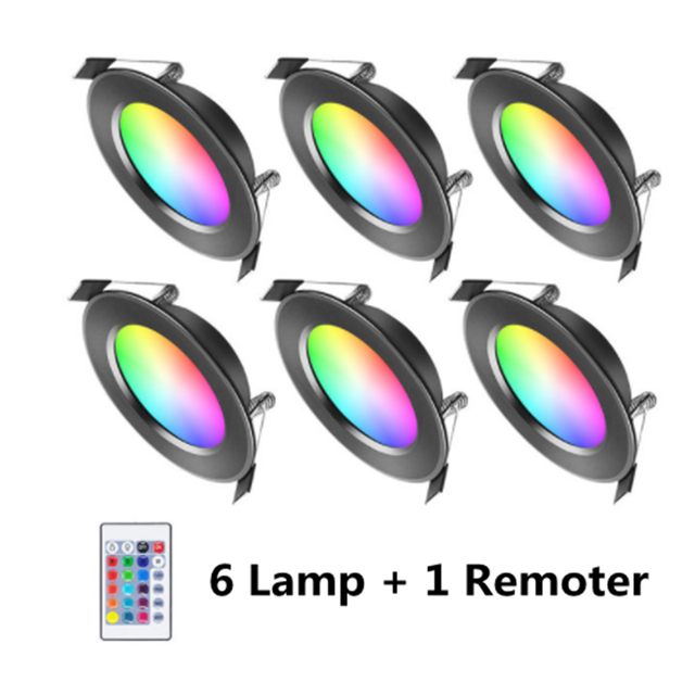 LED Down light 9W RGB with Remote Control Ceiling Indoor Lights Dimmable Spot Lamp Waterproof 220V Ceiling Recessed Downlights