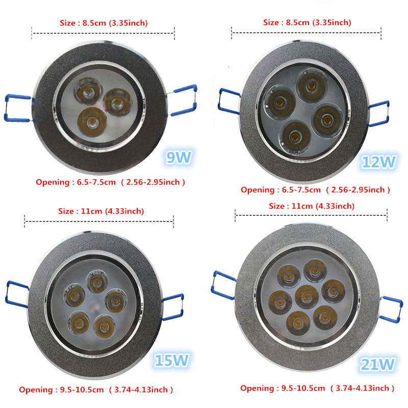 Dimmable led Ceiling lightt 9W 12W 15W 21W Recessed lighting lamp AC85-265V led cabinet bulb LED Ceiling light