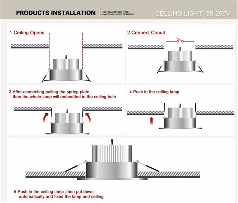 Dimmable led Ceiling lightt 9W 12W 15W 21W Recessed lighting lamp AC85-265V led cabinet bulb LED Ceiling light