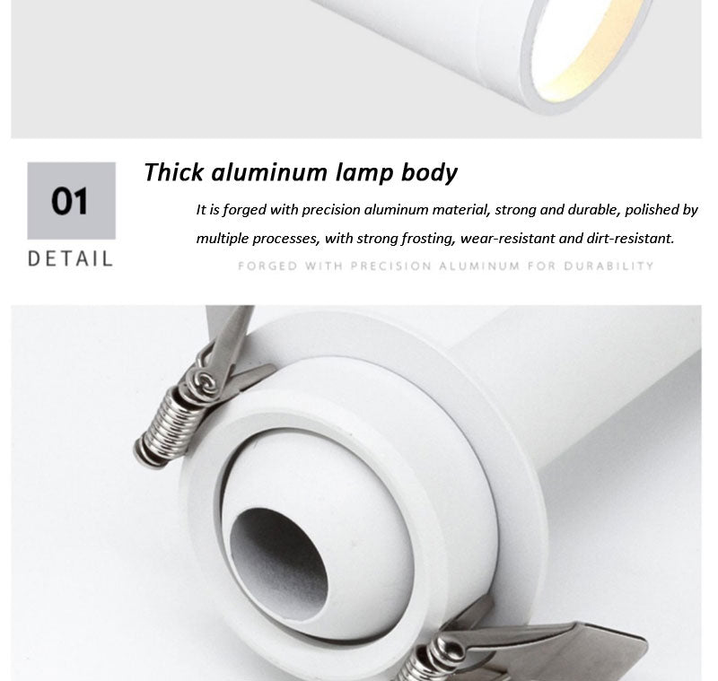 QIUBOSS Dimmable LED Spotlights AC220V Led Recessed Downlight Long Cylinder Ceiling lamp 7W Background Lighting Light for Indoor