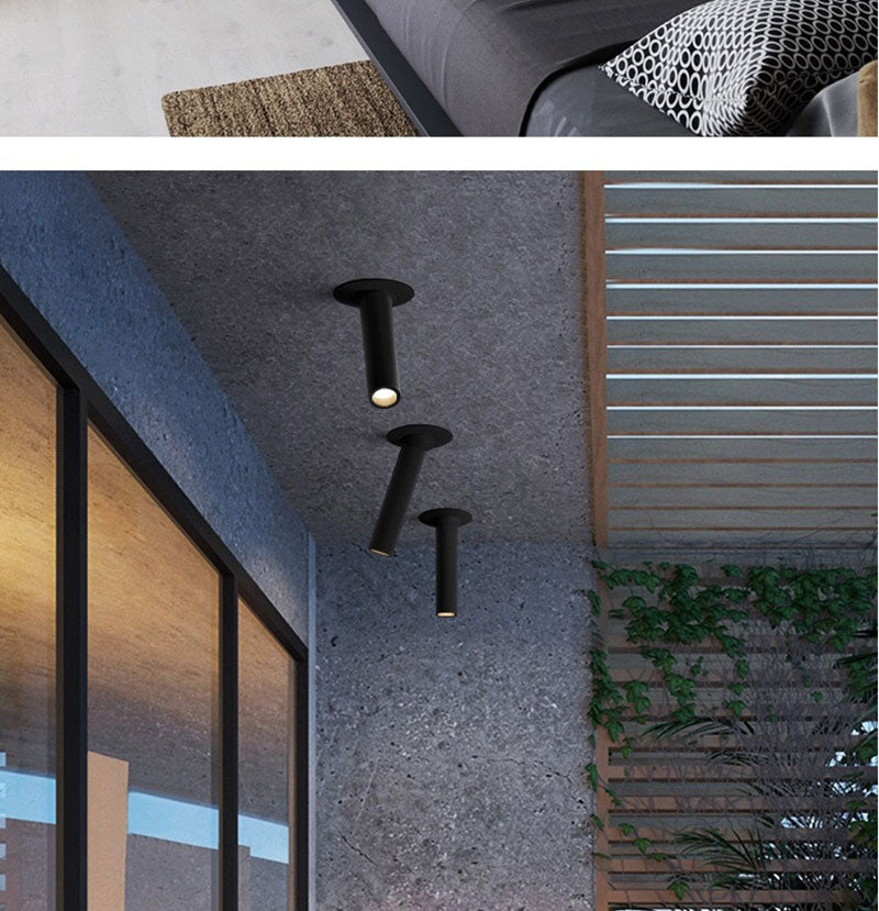 QIUBOSS Dimmable LED Spotlights AC220V Led Recessed Downlight Long Cylinder Ceiling lamp 7W Background Lighting Light for Indoor