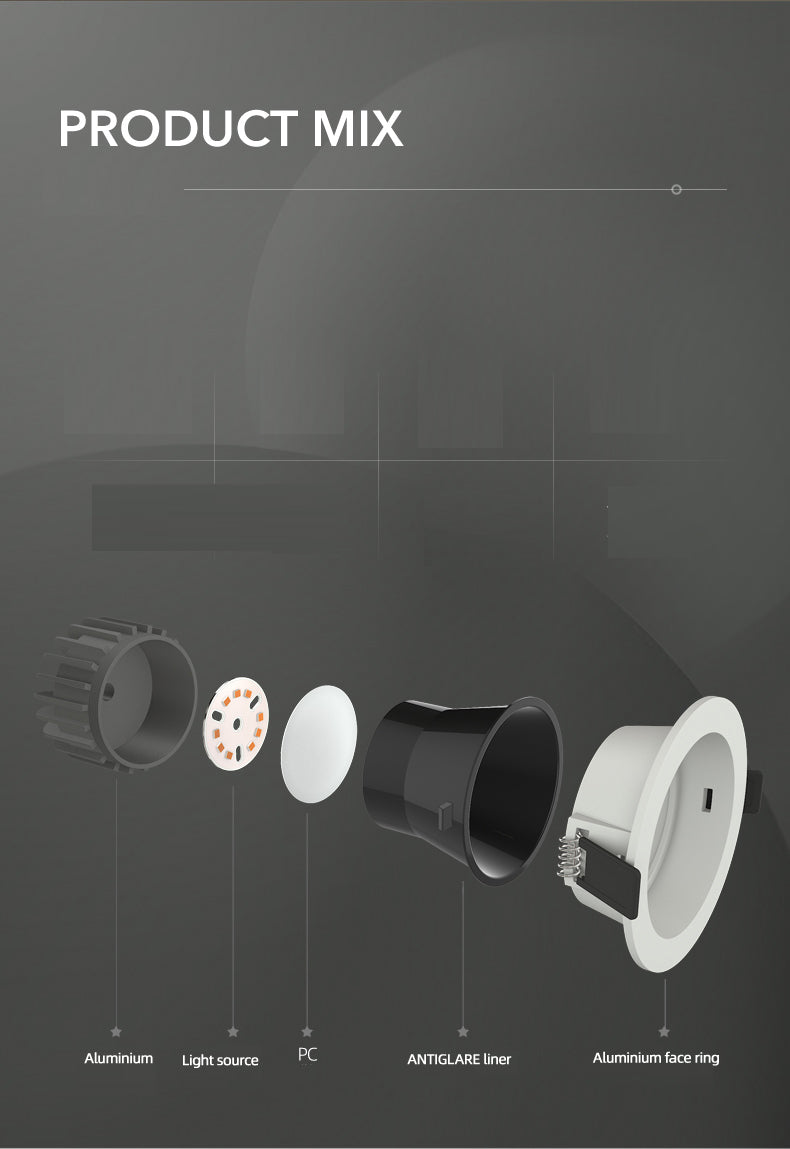 Saiyo LED Downlight SMD Recessed IP65 For Bathroom Hotel House Kitchen Embedded SMD Anti-glare Ceiling lamp