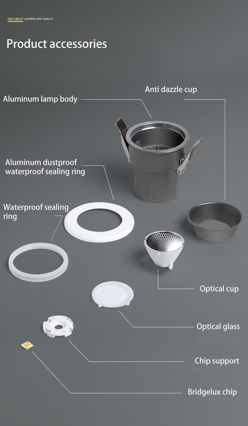 BRGT IP65 LED Spotlights Waterproof Downlight 5W9W12W Aluminum Ceiling Lamp Foco For Outdoor Kitchen Bathroom Indoor Lighting