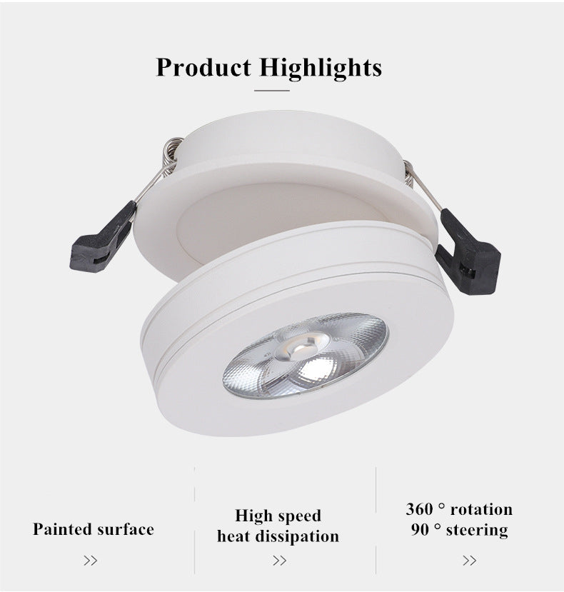 Mini LED Black White Downlight 5W 7W 10W 12W Spot Light ac85-265V Warm/Cold White LED Foldable Recessed Down Light Ceiling Lamp