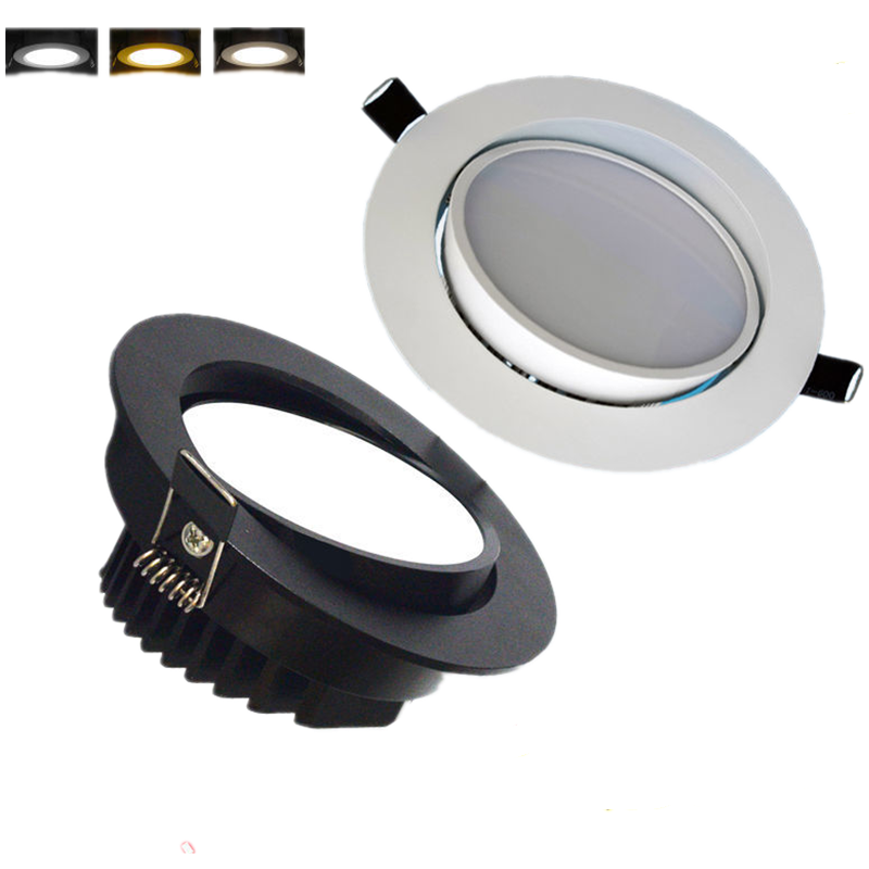 Recessed LED COB Downlight Round Dimmable 5W 7w 9w 12w 15w 18W Spot Light Ceiling Lamp White AC85-265V Aluminum Indoor Lighting