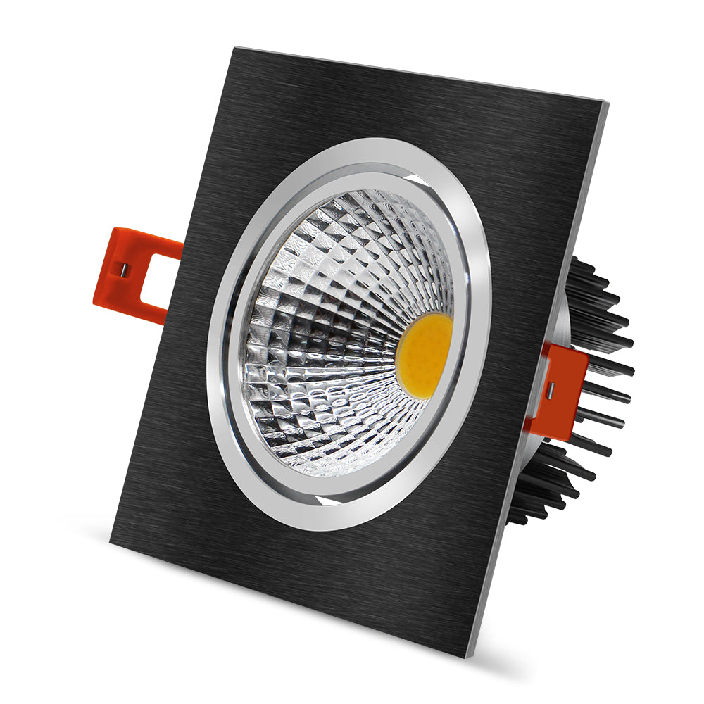 DBF Dimmable Square LED COB Downlight 7W 9W 12W 15W Angle Adjustable LED Ceiling Spot Lamp 3000K 4000K 6000K AC 110V 220V