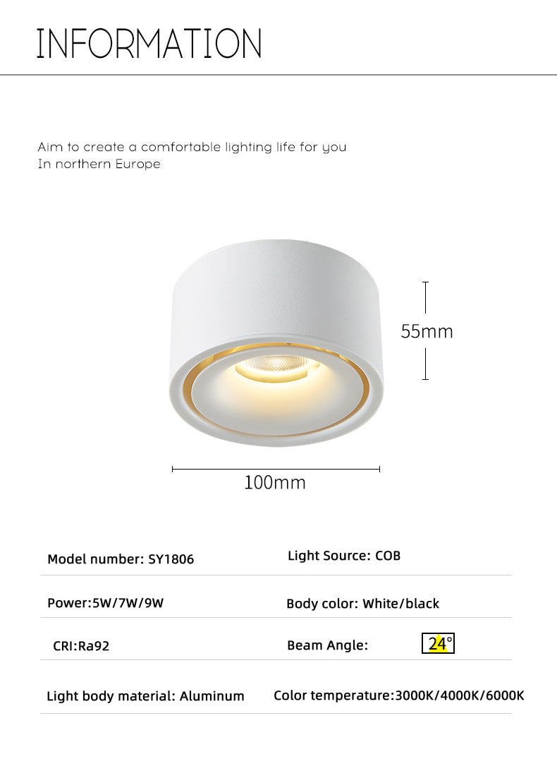 Led Downlight 220v Foldable Spot Light 10W 15W Surface Mounted LED Ceiling Spots Lamp For Home Bathroom Kitchen Indoor Lighting