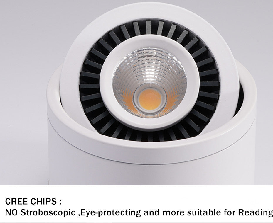 Surface mounted LED Downlight Dimmable Led COB Ceiling Spot light 5W 7W 9W 15W 360 degree rotating 110/220V Warm White/ white