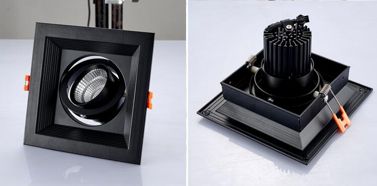 Black-square Dimmable Led COB Ceiling led downlight 10w 15w rotating 110/220V Warm / white surface mounted Indoor Lighting