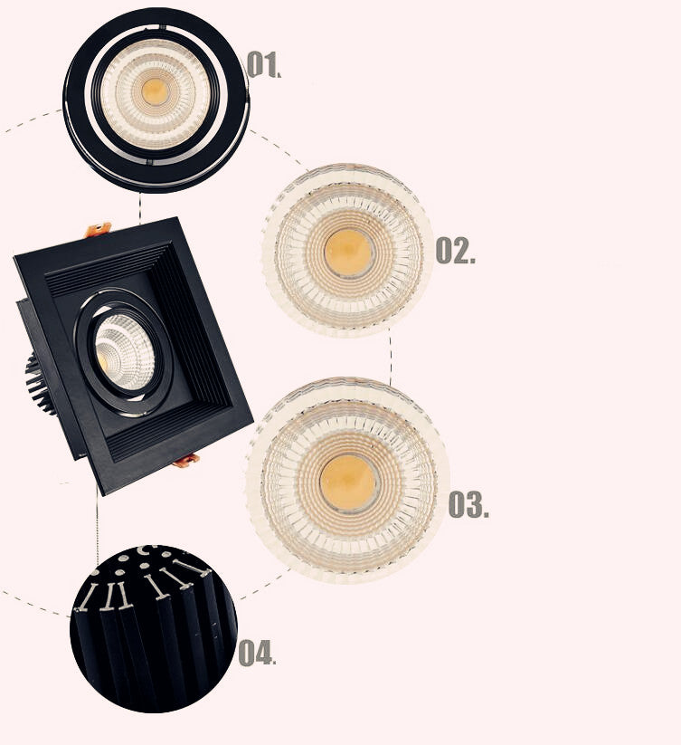 Black-square Dimmable Led COB Ceiling led downlight 10w 15w rotating 110/220V Warm / white surface mounted Indoor Lighting
