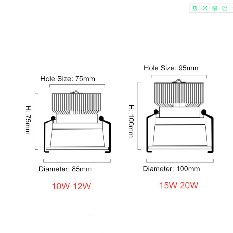 Dimmable LED Ceiling Downlight 10W 15W 20W white/Black Housing Recessed LED Ceiling Spot Lamp AC85-265V + Driver