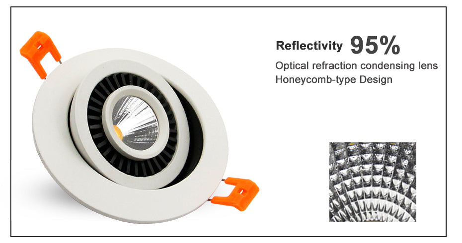 DBF 360 Degrees Rotatable LED COB Recessed Downlight Dimmable 5W 7W 9W Ceiling Spot Light AC110V/220V Bedroom TV Background