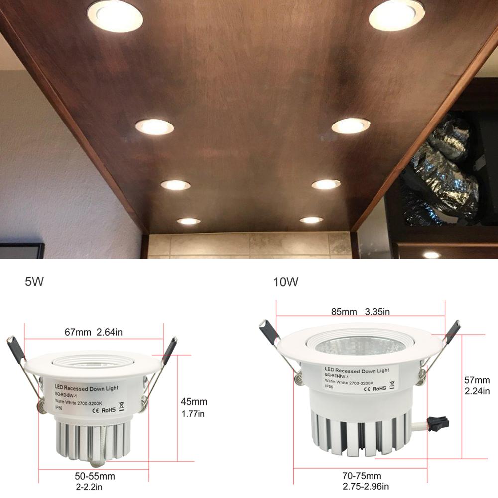 LED Downlight Dimmable COB 5W 10W White Body Full Aluminum With Driver 110V 220V for Home Store Office Hotel light