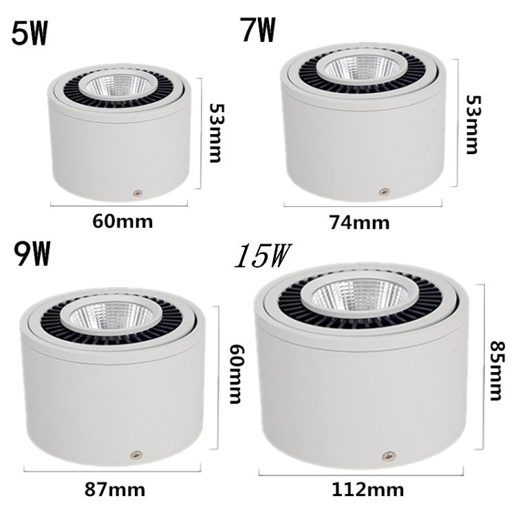 COB LED Recessed Downlights Dimmable 5W 7W 9W 15W Surface Mounted LED Ceiling Lamps Spot Light 360 Degree Rotation AC110V 220V