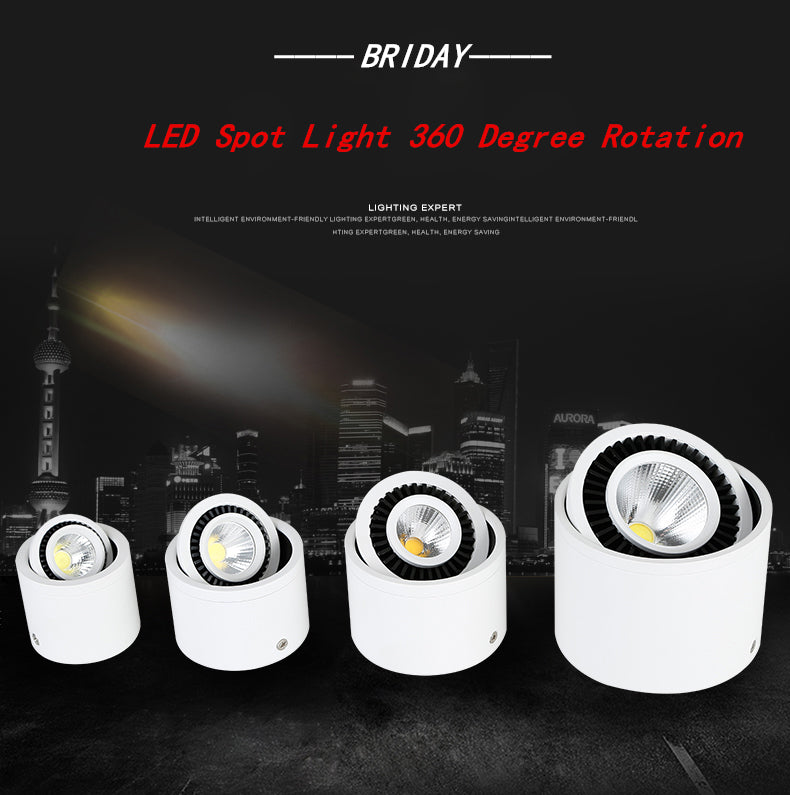 COB LED Recessed Downlights Dimmable 5W 7W 9W 15W Surface Mounted LED Ceiling Lamps Spot Light 360 Degree Rotation AC110V 220V