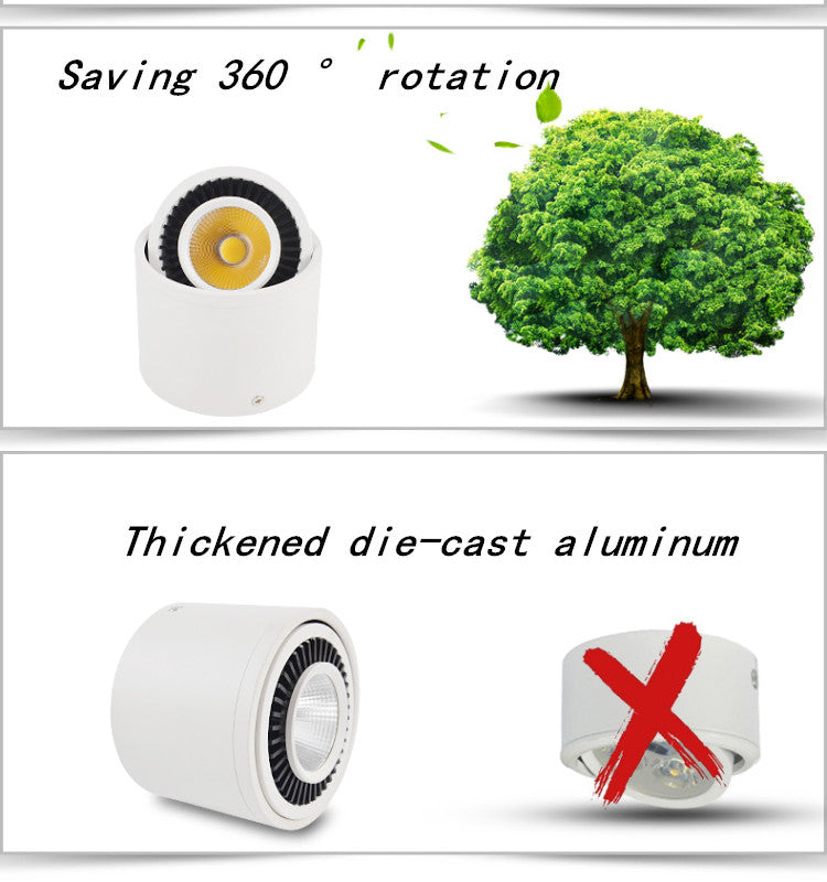 COB LED Recessed Downlights Dimmable 5W 7W 9W 15W Surface Mounted LED Ceiling Lamps Spot Light 360 Degree Rotation AC110V 220V