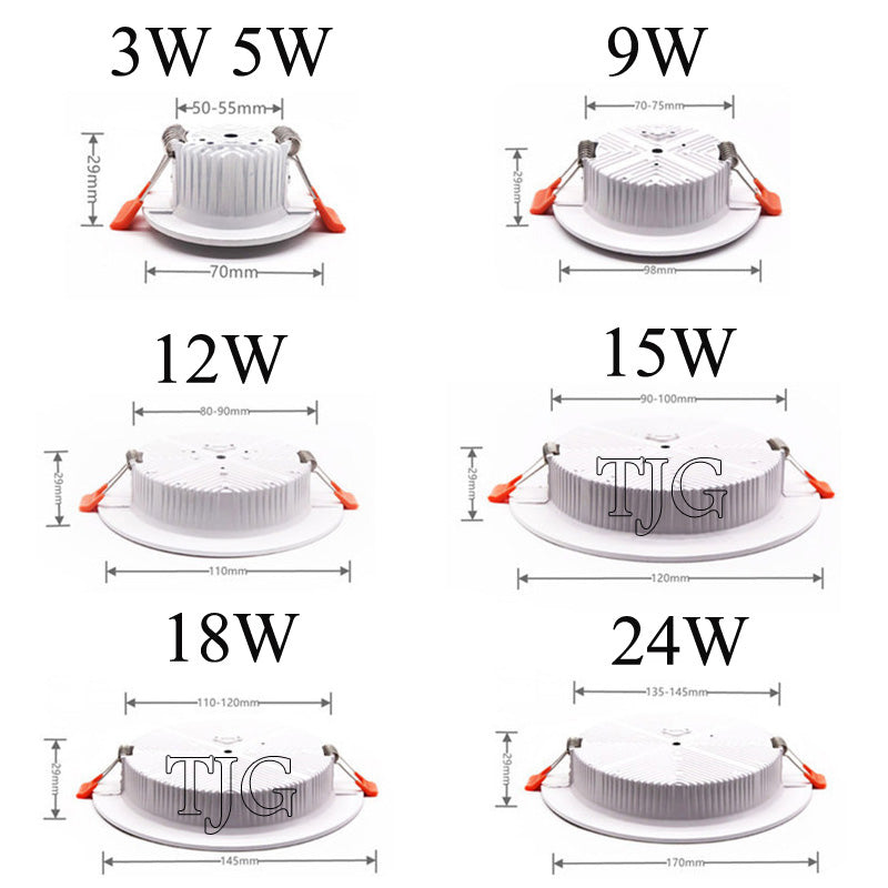 LED Recessed Dimmable Ultra-thin LED Downlight 18W 24W 110V-240V 5730 Ceiling Lamp 12W warm white For store supermarket lighting