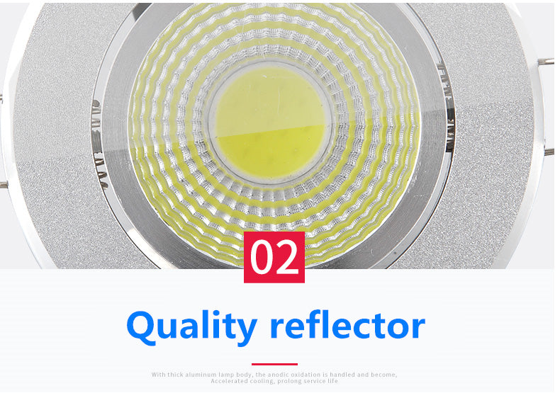 Silver Round Dimmable Recessed LED COB Downlight 3W/5W/7W/12W/15W Recessed LED Ceiling Spot Light 3000K 4000K 6000K AC90-265V