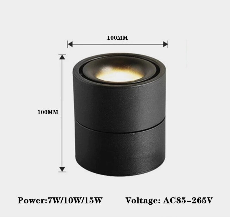 Dimmable COB LED Downlights Surface Mounted LED Ceiling Lamps 7W/10W/15W Foldable And 360° Rotatable Background Spot lights